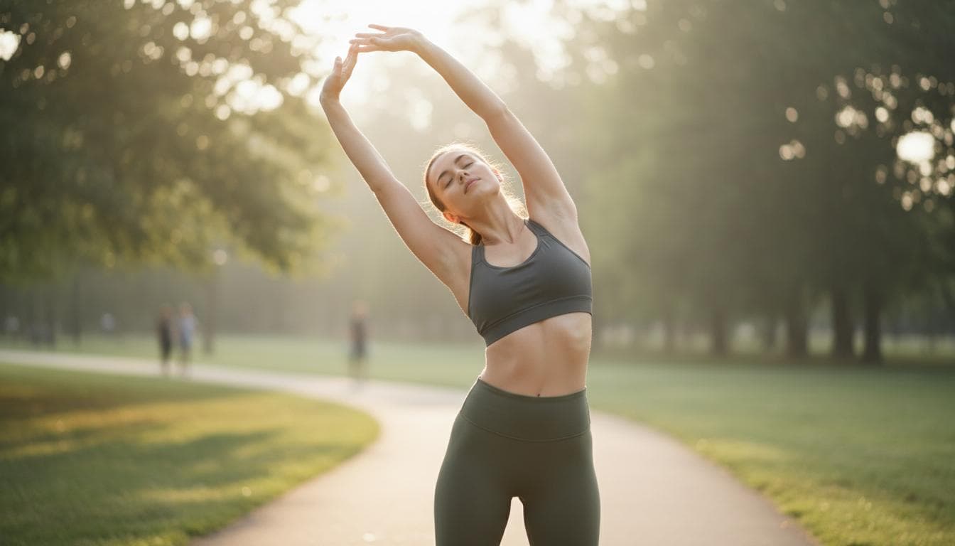 Woman stretching outdoors